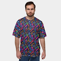 Футболка оверсайз мужская Яркий неоновый принт спортивный, цвет: 3D-принт — фото 2
