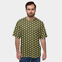 Футболка оверсайз мужская Паттерн сетчатый с черными шестигранниками, цвет: 3D-принт — фото 2