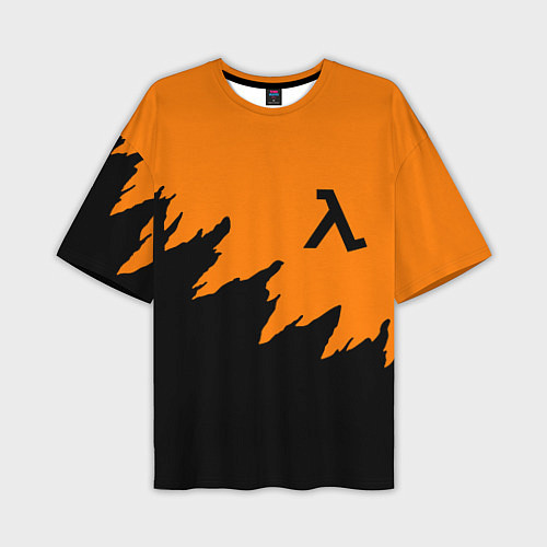 Мужская футболка оверсайз Half life чёрно оранжевый / 3D-принт – фото 1
