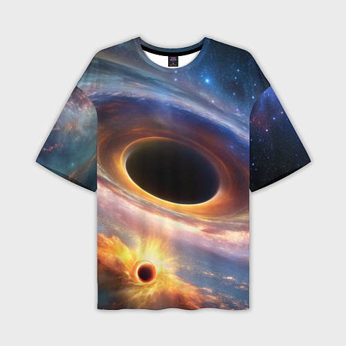 Мужская футболка оверсайз Чёрная дыра поглощает вселенную / 3D-принт – фото 1