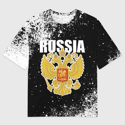 Мужская футболка оверсайз Герб России - черно-белые пятна / 3D-принт – фото 1