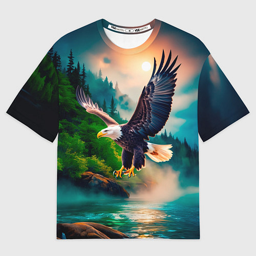 Мужская футболка оверсайз Полет орла / 3D-принт – фото 1