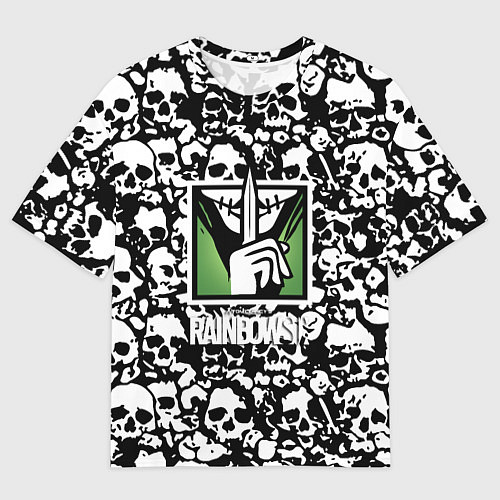 Мужская футболка оверсайз Rainbow six pattern skull / 3D-принт – фото 1