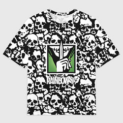 Мужская футболка оверсайз Rainbow six pattern skull