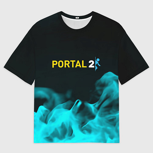 Мужская футболка оверсайз Portal fire blue / 3D-принт – фото 1