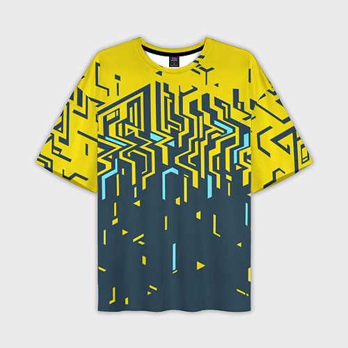 Мужская футболка оверсайз Яркий абстрактный геометрический рисунок для спорт / 3D-принт – фото 1