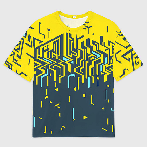 Мужская футболка оверсайз Яркий абстрактный геометрический рисунок для спорт / 3D-принт – фото 1
