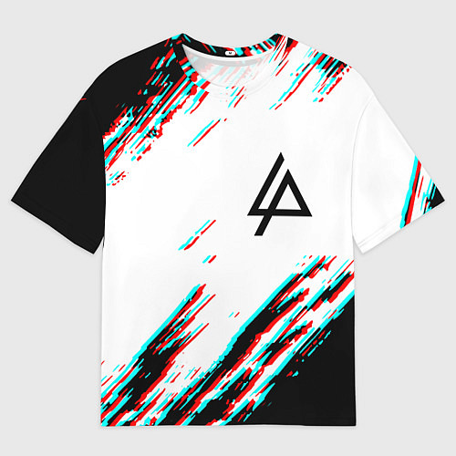 Мужская футболка оверсайз Linkin park краски глитч / 3D-принт – фото 1