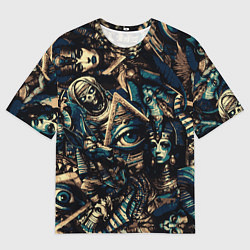 Футболка оверсайз мужская Фараон Клеопатра Анубис и пирамиды, цвет: 3D-принт