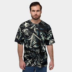 Футболка оверсайз мужская Глаз в пирамиде и Египетские Божества, цвет: 3D-принт — фото 2