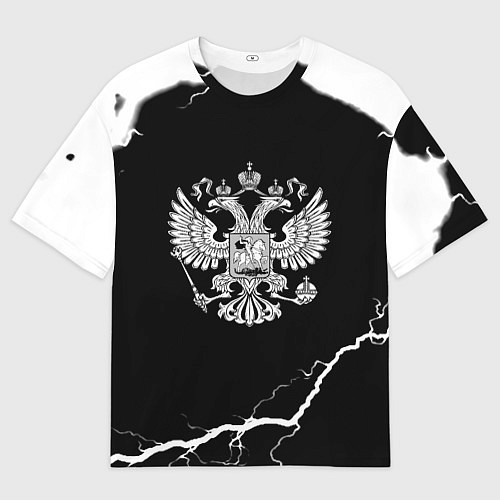 Мужская футболка оверсайз Герб РФ шторм / 3D-принт – фото 1
