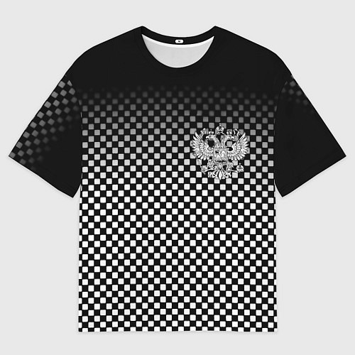 Мужская футболка оверсайз Россия клетка паттерн / 3D-принт – фото 1