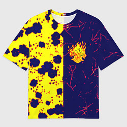 Футболка оверсайз мужская Cyberpunk лого текстура, цвет: 3D-принт