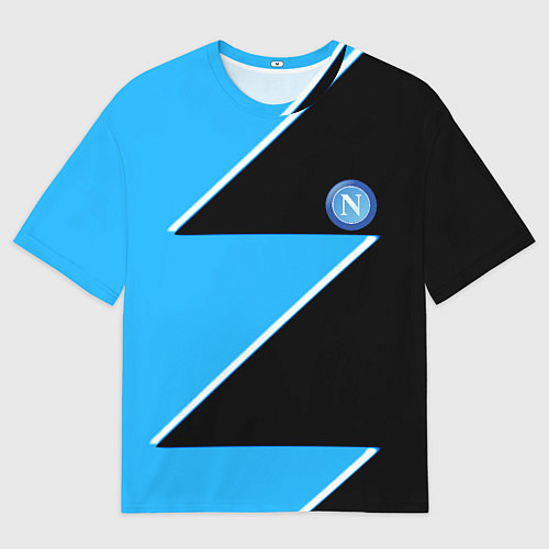 Мужская футболка оверсайз Napoli fc geometry blue / 3D-принт – фото 1