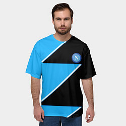 Футболка оверсайз мужская Napoli fc geometry blue, цвет: 3D-принт — фото 2