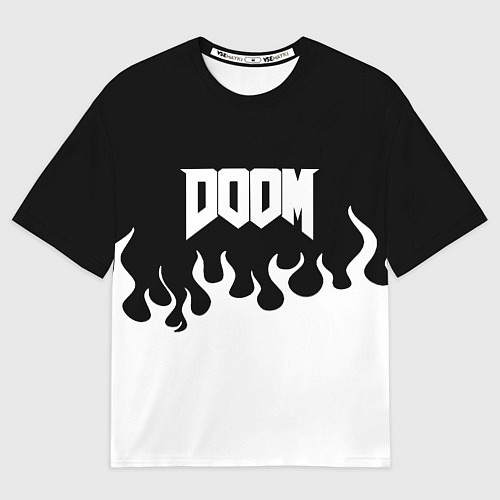 Мужская футболка оверсайз Doom fire white / 3D-принт – фото 1