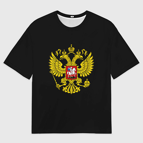 Мужская футболка оверсайз Герб РФ gold / 3D-принт – фото 1