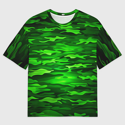 Мужская футболка оверсайз Зелёные водоросли-камуфляж / 3D-принт – фото 1