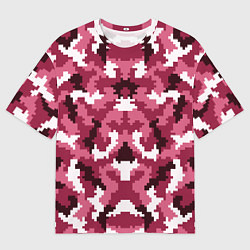 Футболка оверсайз мужская Розовые пиксели камуфляж, цвет: 3D-принт