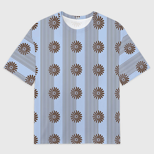 Мужская футболка оверсайз Цветы шоколадного цвета - абстракция / 3D-принт – фото 1