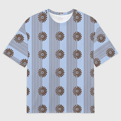 Мужская футболка оверсайз Цветы шоколадного цвета - абстракция