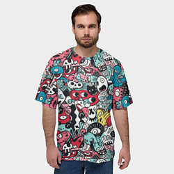 Футболка оверсайз мужская Дудл животные абстракция, цвет: 3D-принт — фото 2