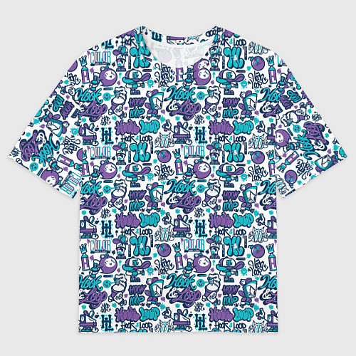 Мужская футболка оверсайз Граффити крючок и петля / 3D-принт – фото 1