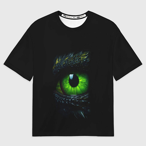 Мужская футболка оверсайз Глаз дракона змеи зеленого цвета: символ 2025 Ново / 3D-принт – фото 1