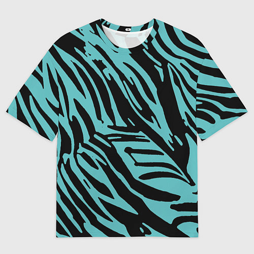 Мужская футболка оверсайз Чёрно-голубой полосатый / 3D-принт – фото 1