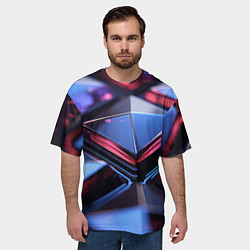 Футболка оверсайз мужская Абстрактные фиолетовые плиты со свечением, цвет: 3D-принт — фото 2