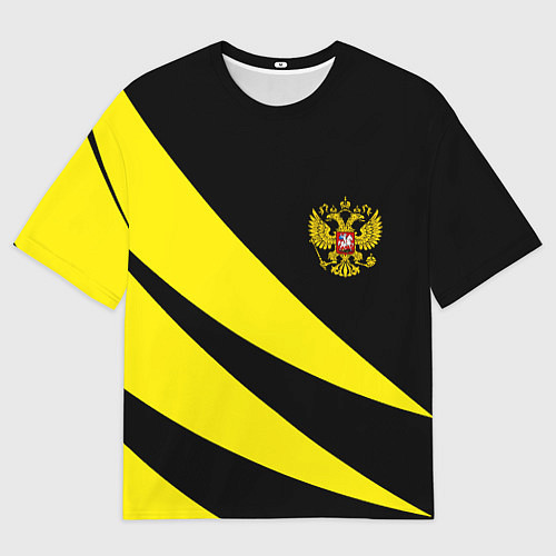 Мужская футболка оверсайз Россия текстура жёлтый / 3D-принт – фото 1