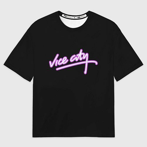 Мужская футболка оверсайз Vice city logo neon / 3D-принт – фото 1