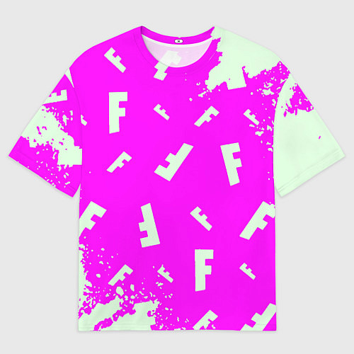 Мужская футболка оверсайз Fortnite pattern pink / 3D-принт – фото 1