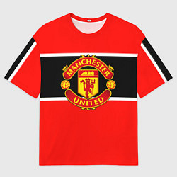 Футболка оверсайз мужская Манчестер Юнайтед полосы, цвет: 3D-принт