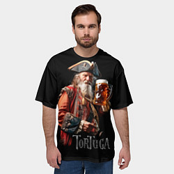Футболка оверсайз мужская Старый пират с кружкой пива, цвет: 3D-принт — фото 2