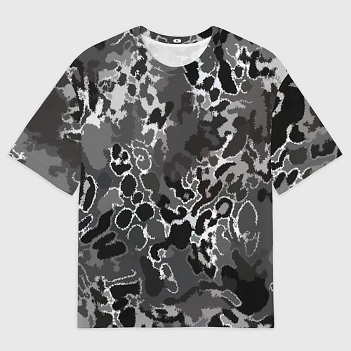 Мужская футболка оверсайз Чёрно-серый абстракция / 3D-принт – фото 1