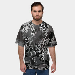 Футболка оверсайз мужская Чёрно-серый абстракция, цвет: 3D-принт — фото 2