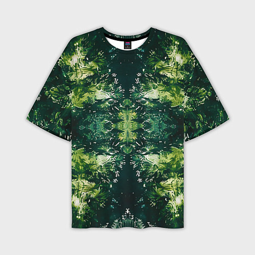 Мужская футболка оверсайз Калейдоскоп зеленая абстракция / 3D-принт – фото 1
