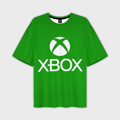 Мужская футболка оверсайз X-box logo green / 3D-принт – фото 1