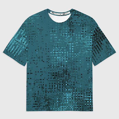 Мужская футболка оверсайз Тёмный бирюзовый абстракция однотонный / 3D-принт – фото 1