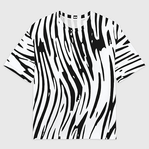 Мужская футболка оверсайз Полосатый чёрно-белый под зебру / 3D-принт – фото 1