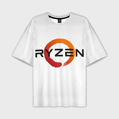 Мужская футболка оверсайз AMD ryzen logo white / 3D-принт – фото 1