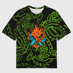 Футболка оверсайз мужская Samurai dragon steel logo, цвет: 3D-принт