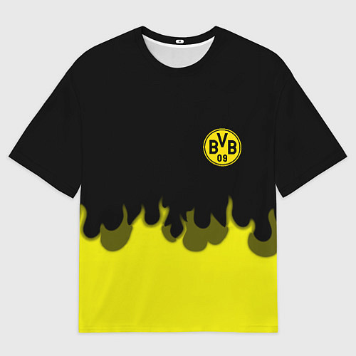 Мужская футболка оверсайз Borussia fire fc / 3D-принт – фото 1