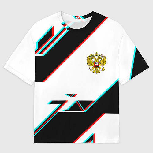 Мужская футболка оверсайз Россия спортивная геометрия глитч / 3D-принт – фото 1