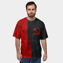 Футболка оверсайз мужская СССР геометрия спорт символика, цвет: 3D-принт — фото 2