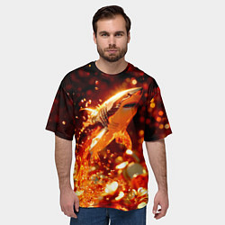 Футболка оверсайз мужская Золотая акула и море золотых монет, цвет: 3D-принт — фото 2