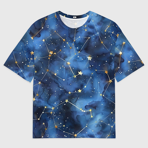 Мужская футболка оверсайз Узор созвездий живопись / 3D-принт – фото 1