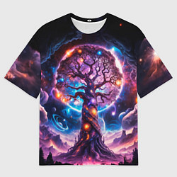 Мужская футболка оверсайз Дерево жизни в космосе