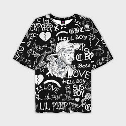 Футболка оверсайз мужская Lil Peep pattern автографы лого, цвет: 3D-принт